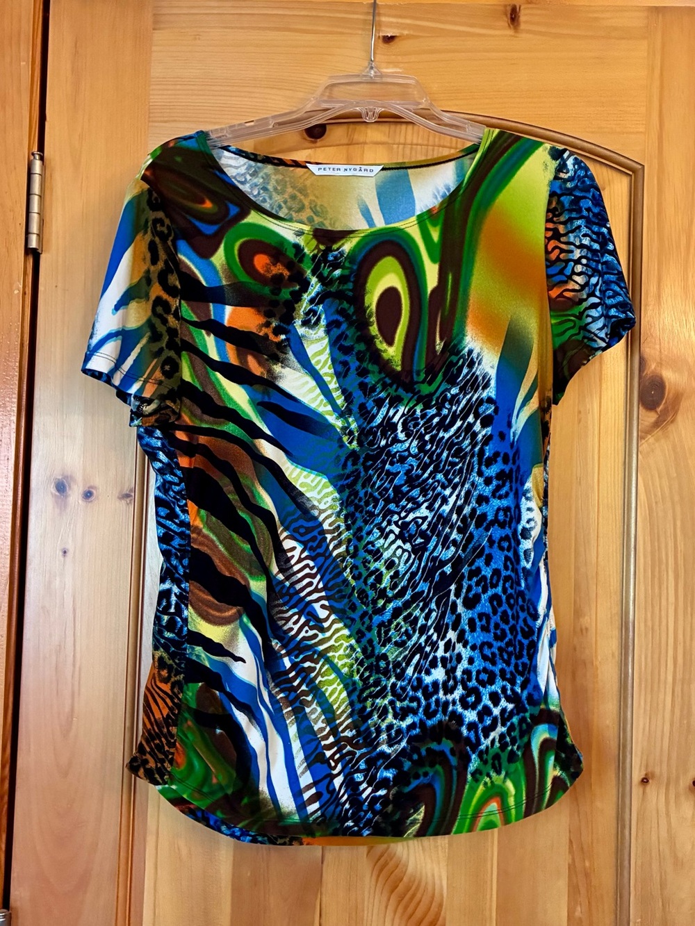 Peter Nygard Blue Green Multi-Print Short Sleeve Tee